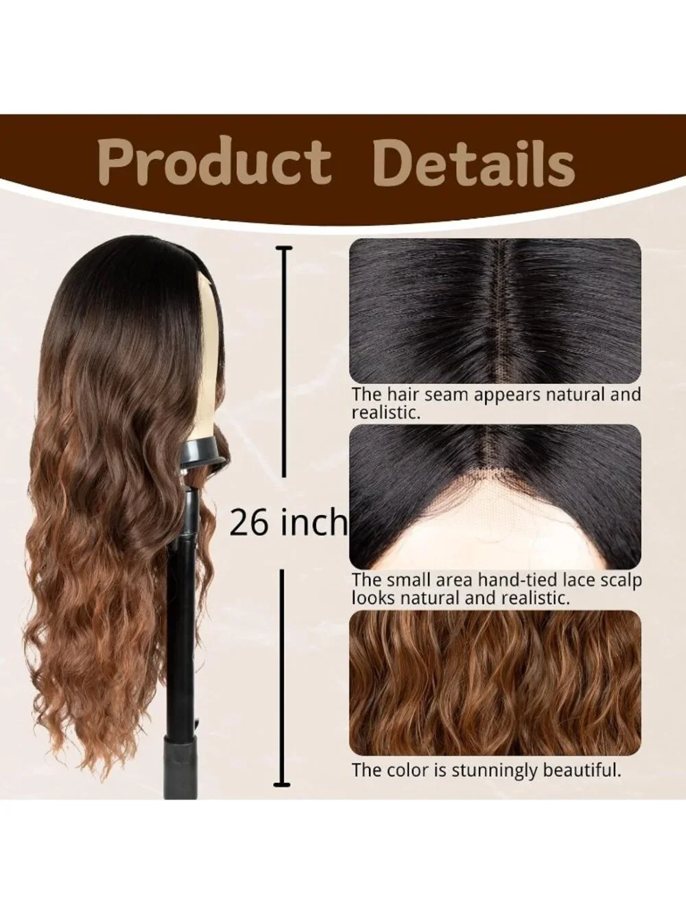 Women's Brown Highlight 26 Inch Charming Middle Part Heat Resistant Fiber Wigs